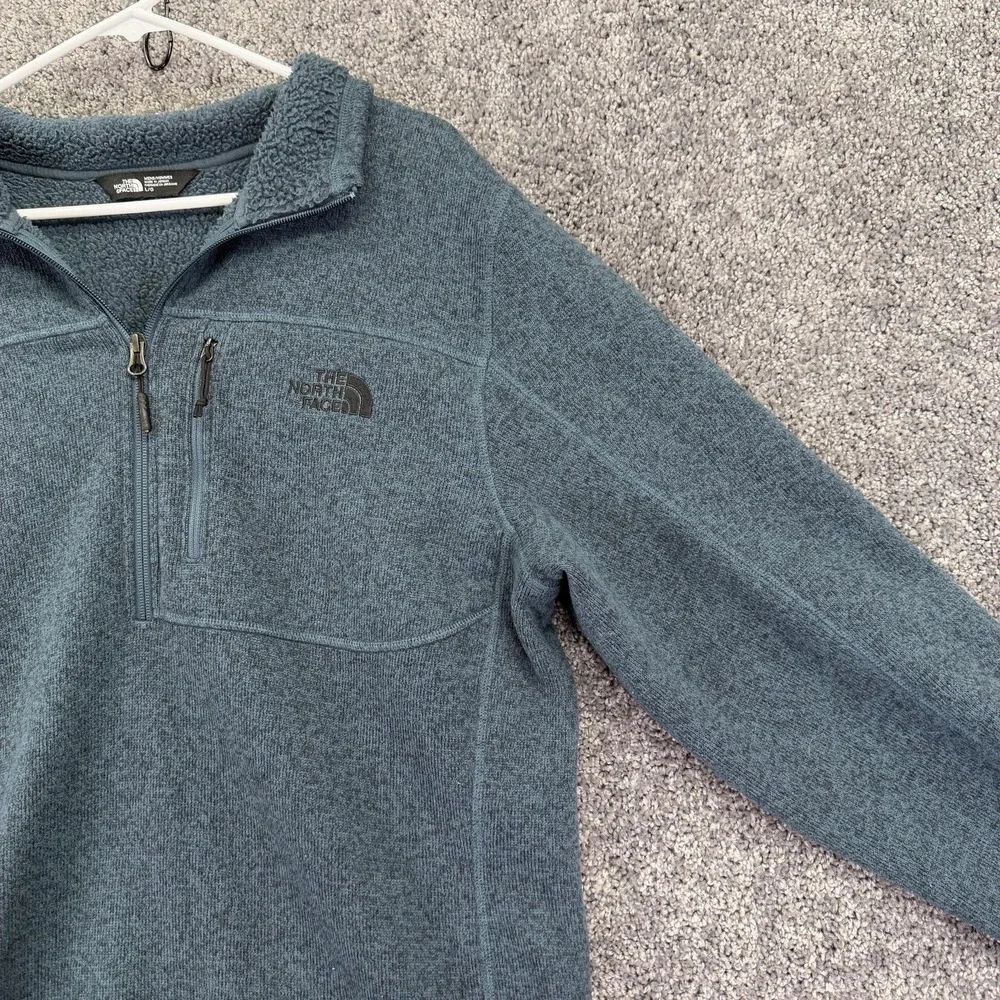 The North Face Sweater Mens Large Blue Fleece 1/4 Zip Pullover Outdoor Hiking
